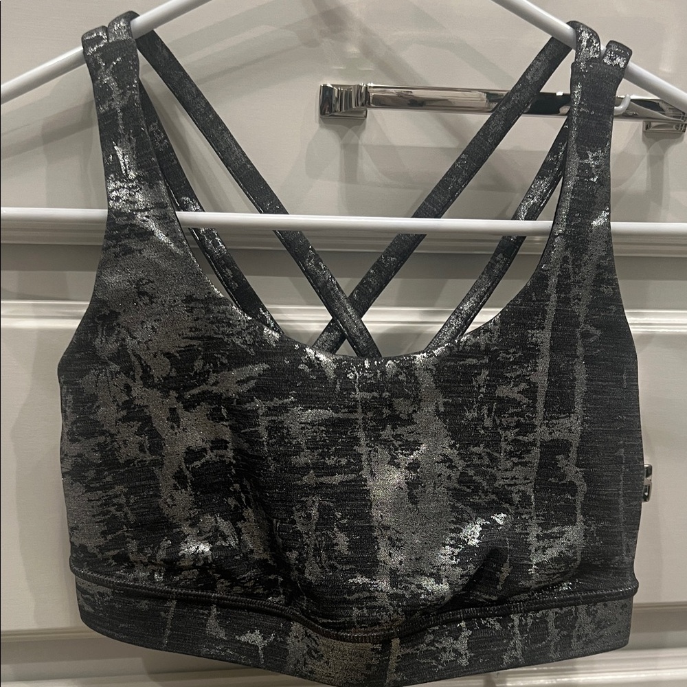 Lululemon Strappy Black and Silver Sports Bra